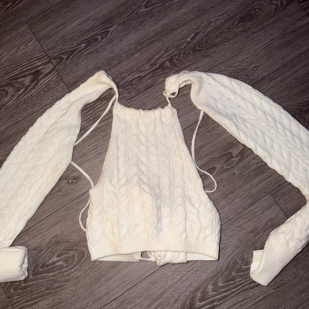 Free People Cream Cable Knit Sweater